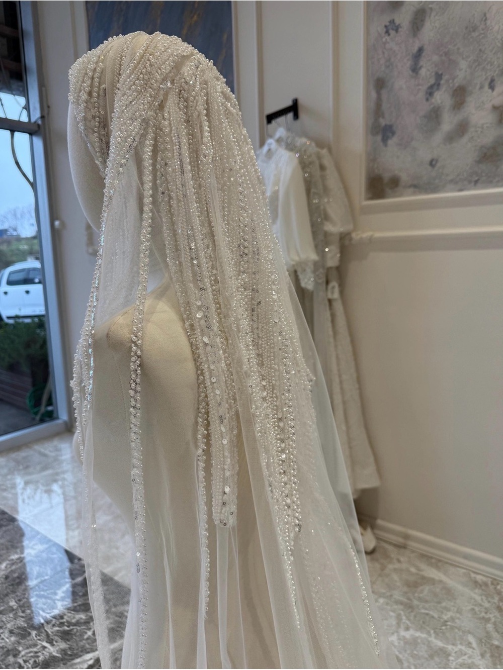 Pearl Embellished Bridal Veil